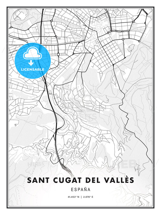 Sant Cugat del Vallès, Spain, Modern Print Template in Various Formats - HEBSTREITS Sketches