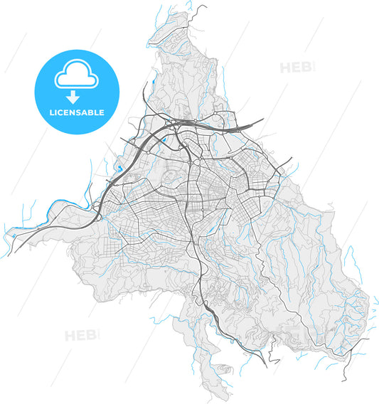 Sant Cugat del Vallès, Barcelona, Spain, high quality vector map