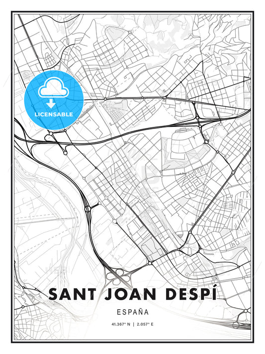 Sant Joan Despí, Spain, Modern Print Template in Various Formats - HEBSTREITS Sketches