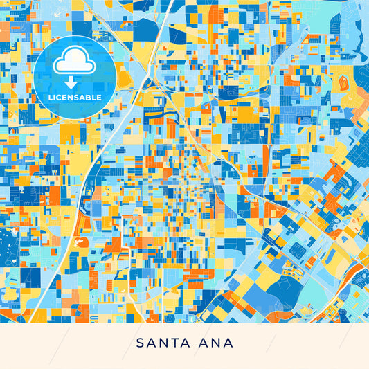 Santa Ana colorful map poster template