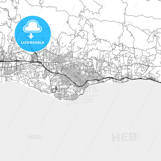 Santa Barbara, California - Area Map - Light