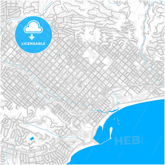 Santa Barbara, California, United States, city map with high quality roads.