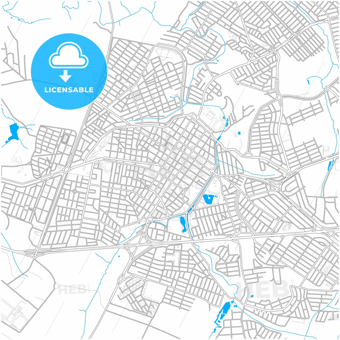 Santa Barbara d Oeste, Brazil, city map with high quality roads.