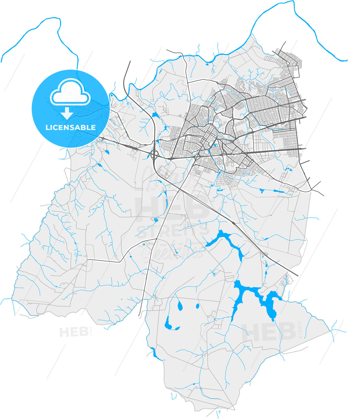 Santa Barbara d Oeste, Brazil, high quality vector map