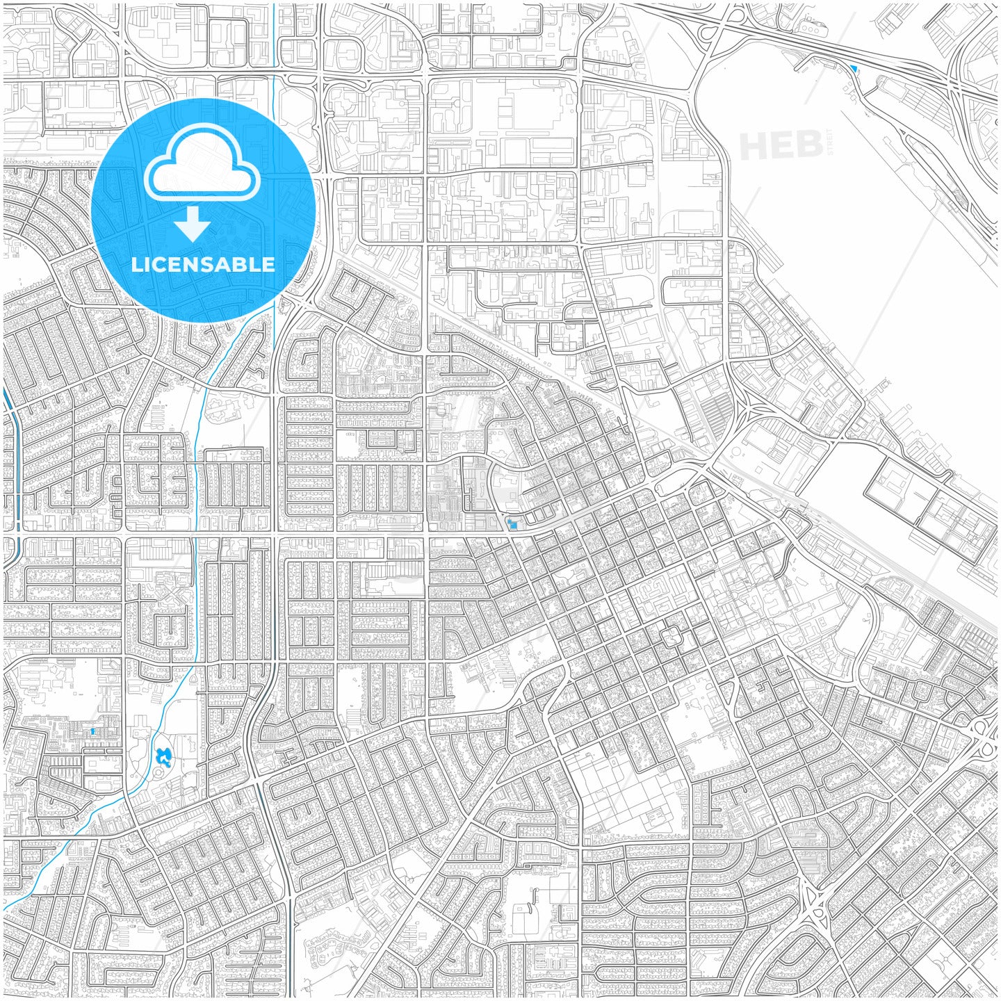 Santa Clara, California, United States, city map with high quality roads.