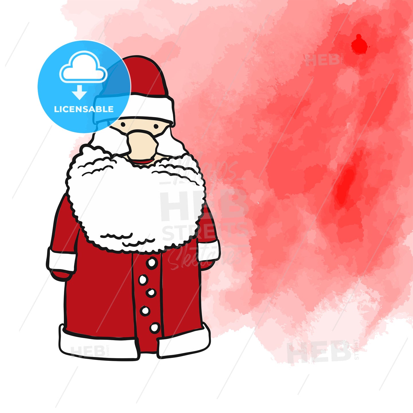 Santa Claus and red background painted – instant download