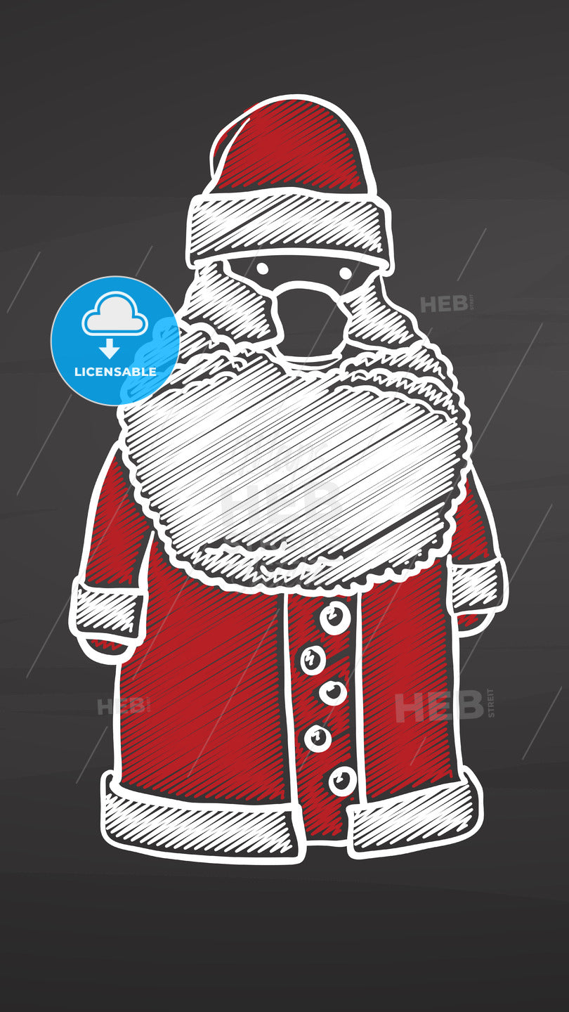 Santa Claus colored sketch on chalkboard – instant download