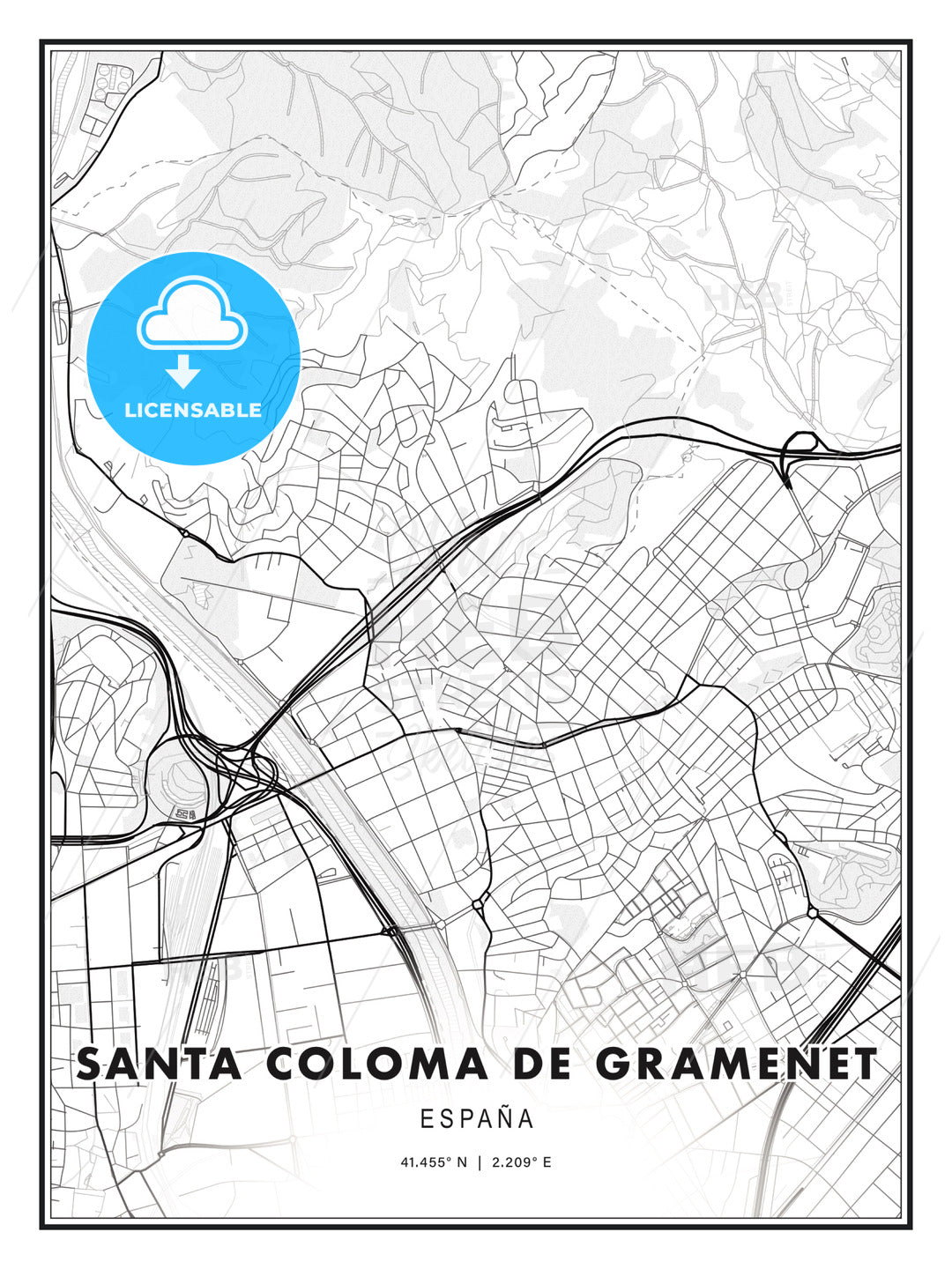 Santa Coloma de Gramenet, Spain, Modern Print Template in Various Formats - HEBSTREITS Sketches