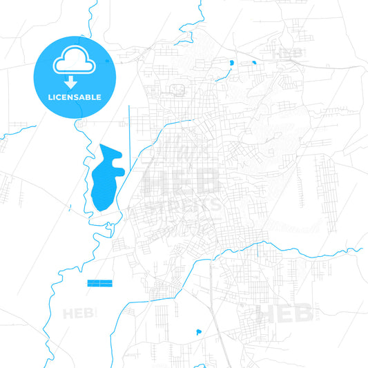 Santa Cruz do Sul, Brazil PDF vector map with water in focus