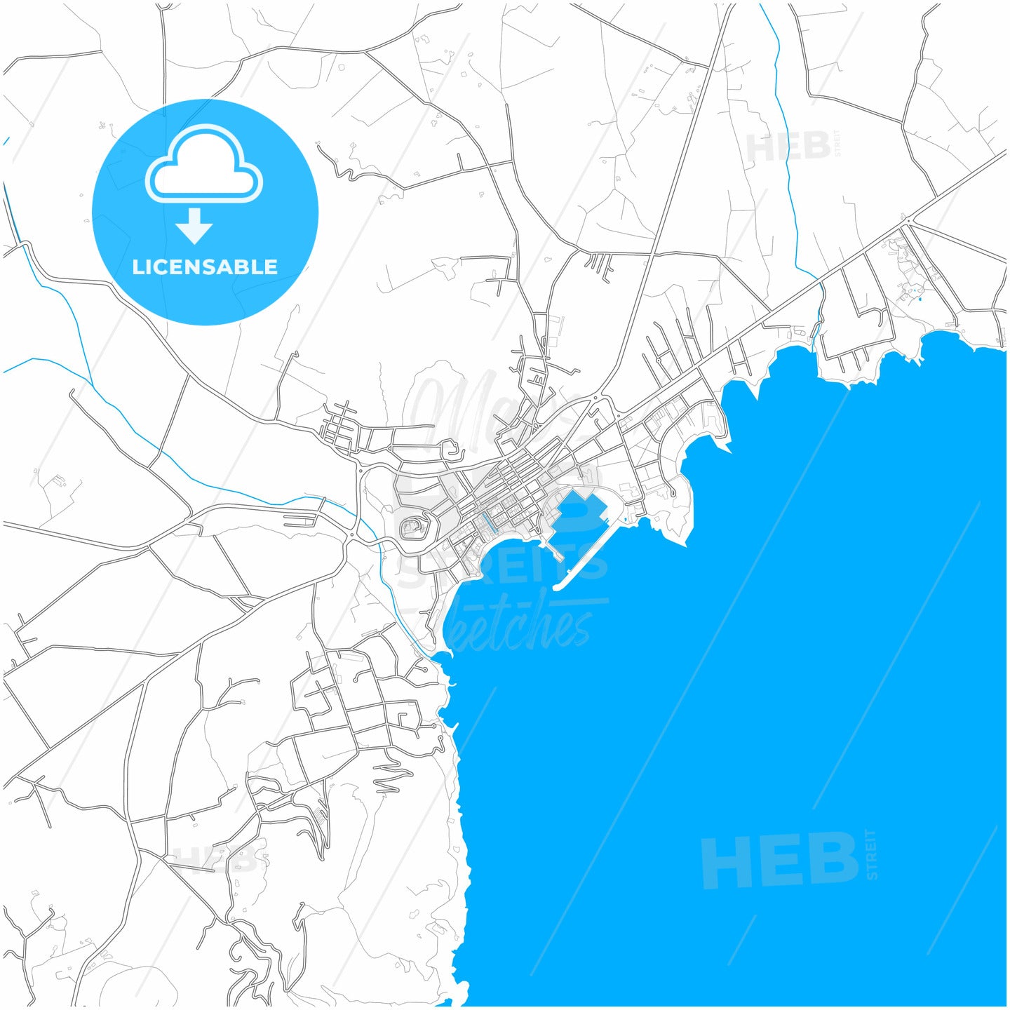 Santa Eulària des Riu, Balearic Islands, Spain, city map with high quality roads.