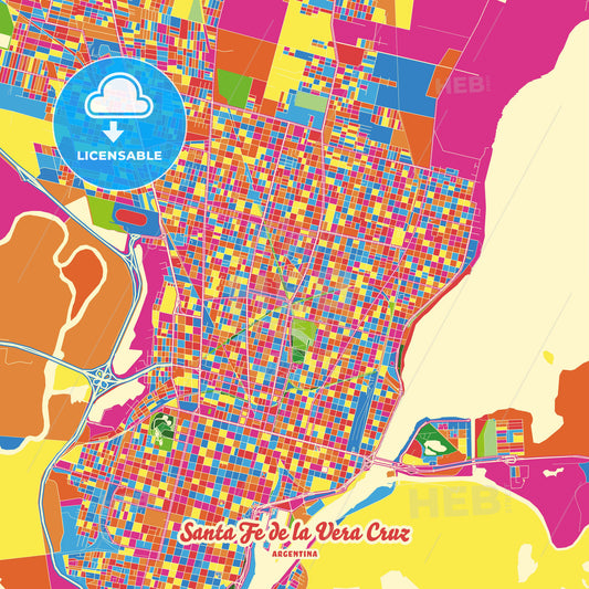 Santa Fe de la Vera Cruz, Argentina Crazy Colorful Street Map Poster Template - HEBSTREITS Sketches