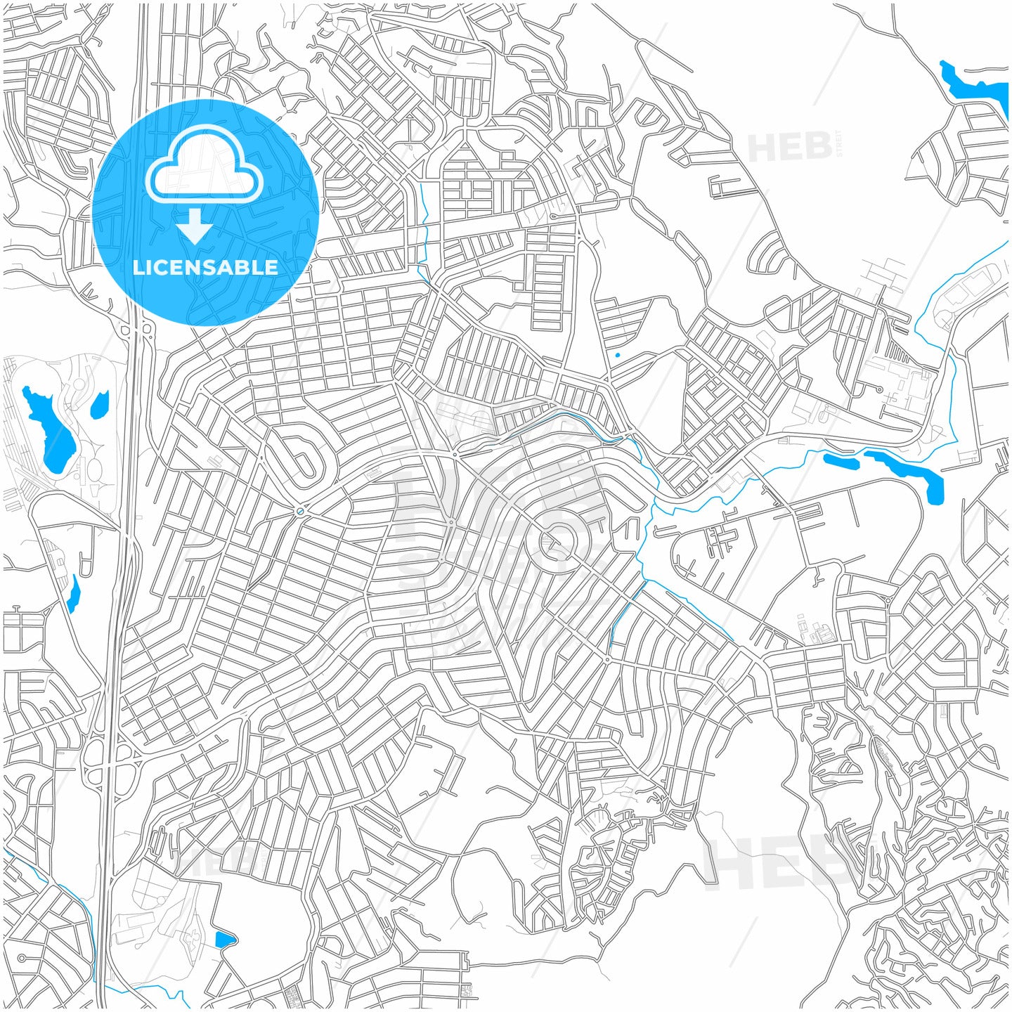 Santa Luzia, Brazil, city map with high quality roads.