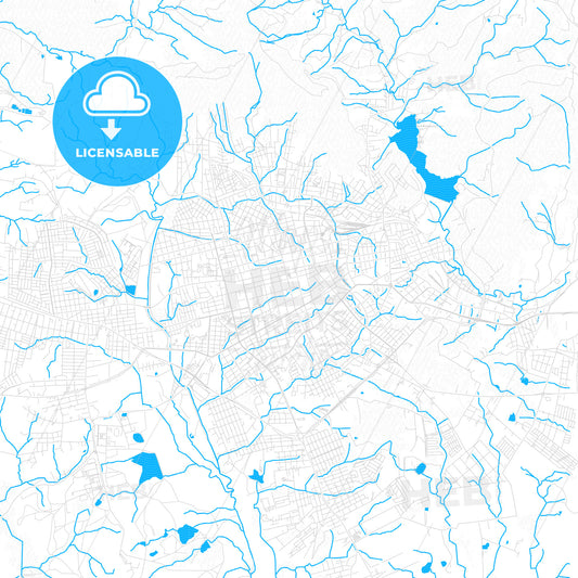 Santa Maria, Brazil PDF vector map with water in focus