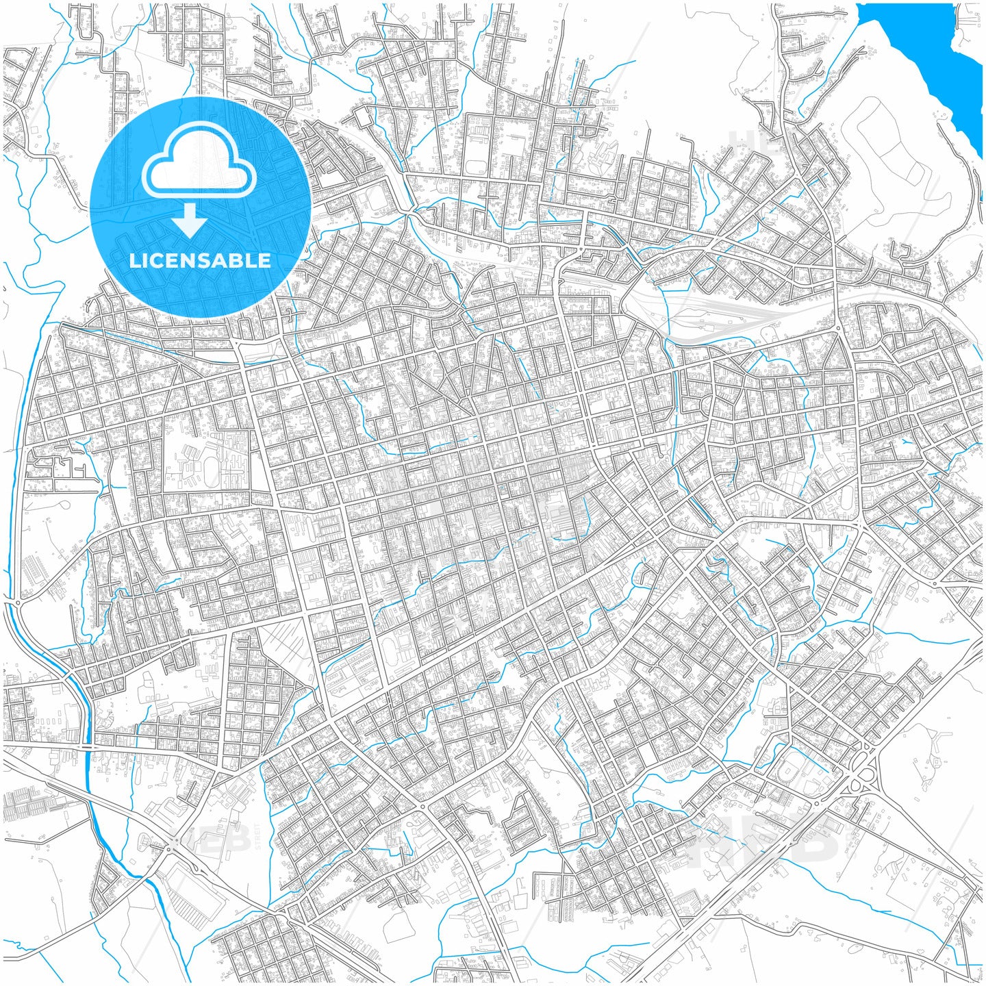 Santa Maria, Brazil, city map with high quality roads.