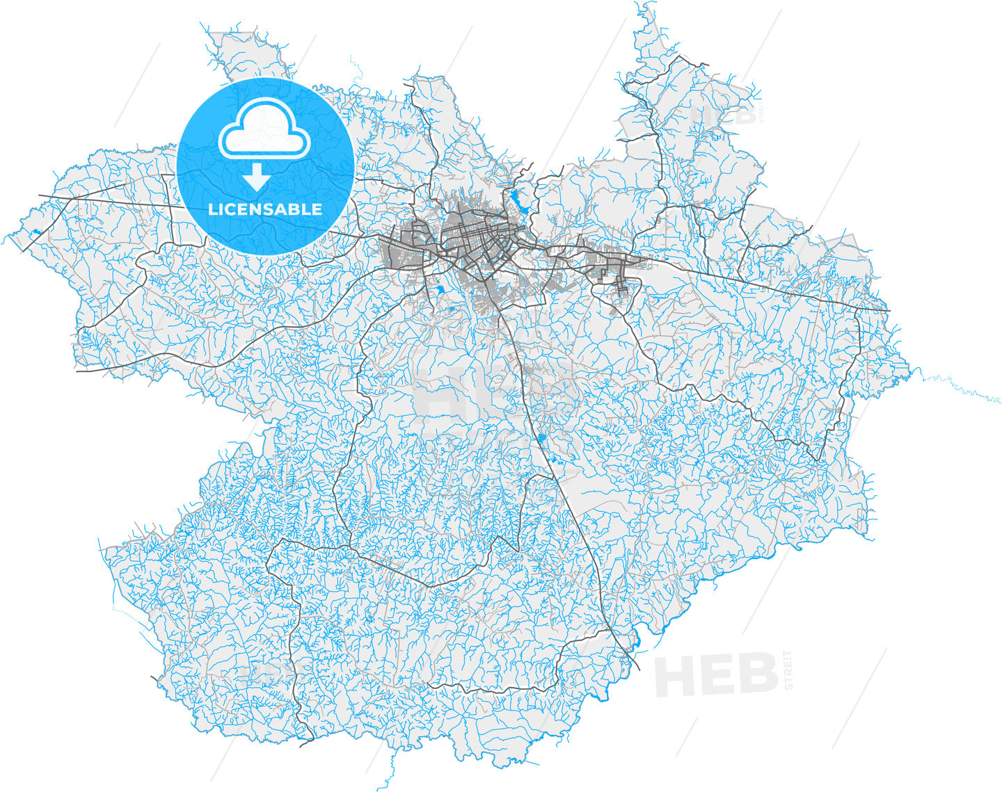 Santa Maria, Brazil, high quality vector map