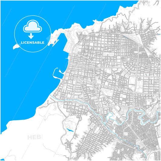 Santa Marta, Colombia, city map with high quality roads.