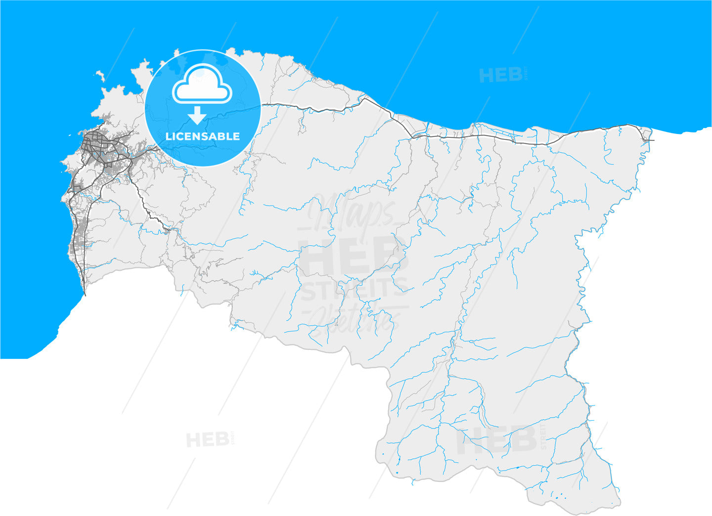 Santa Marta, Colombia, high quality vector map