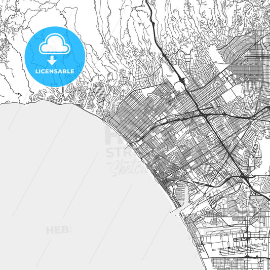 Santa Monica, California - Area Map - Light