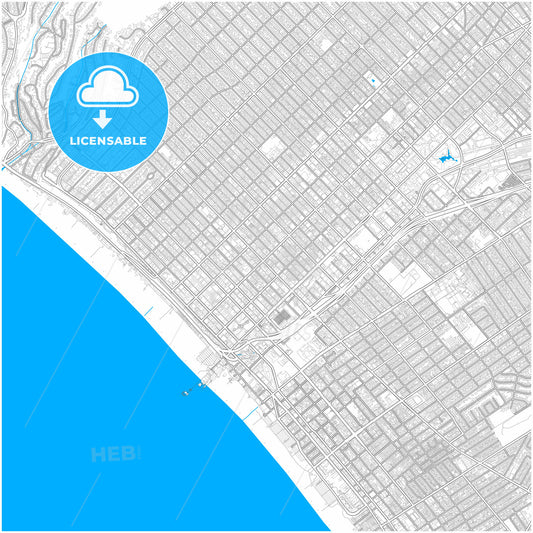 Santa Monica, California, United States, city map with high quality roads.
