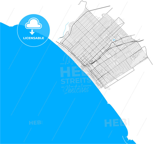 Santa Monica, California, United States, high quality vector map
