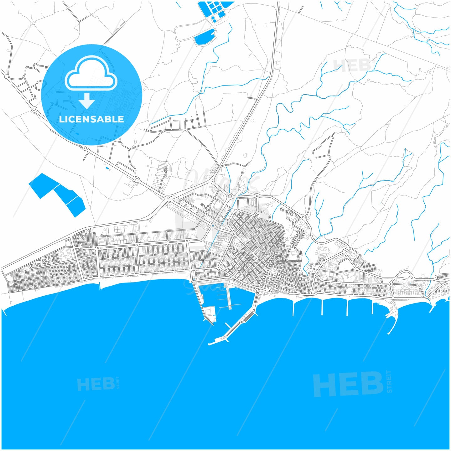 Santa Pola, Alicante, Spain, city map with high quality roads.