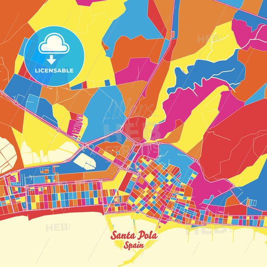 Santa Pola, Spain Crazy Colorful Street Map Poster Template - HEBSTREITS Sketches