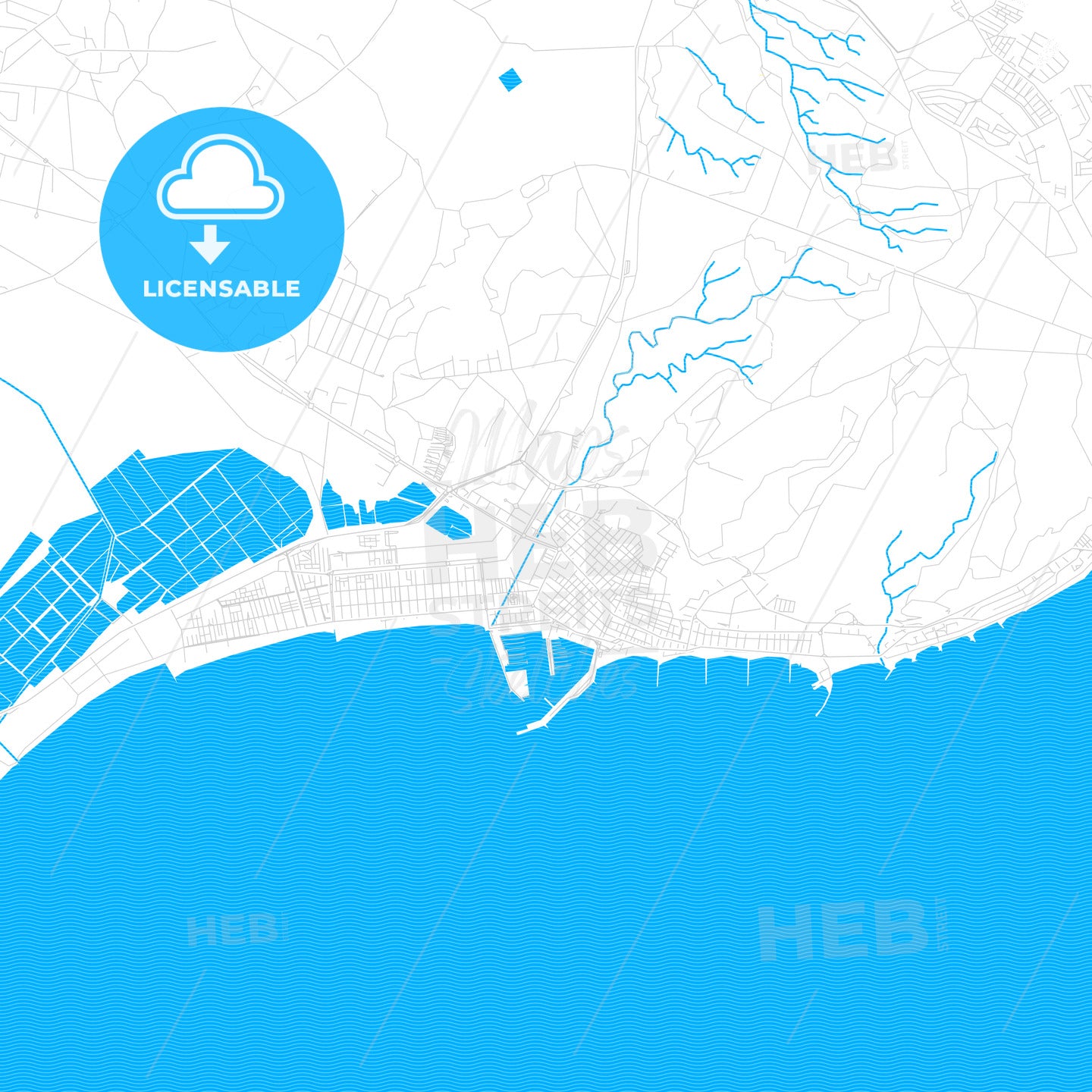 Santa Pola, Spain PDF Vector Map With Water In Focus