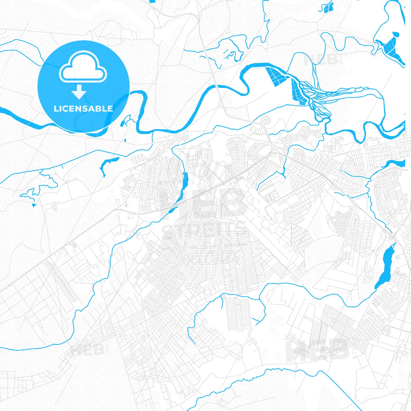 Santa Rita, Brazil PDF vector map with water in focus