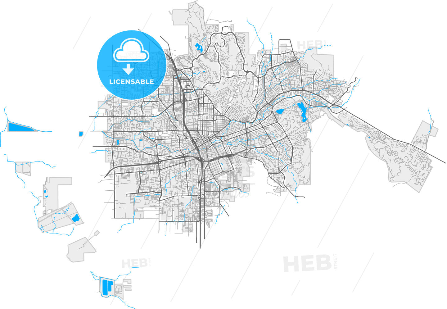 Santa Rosa, California, United States, high quality vector map