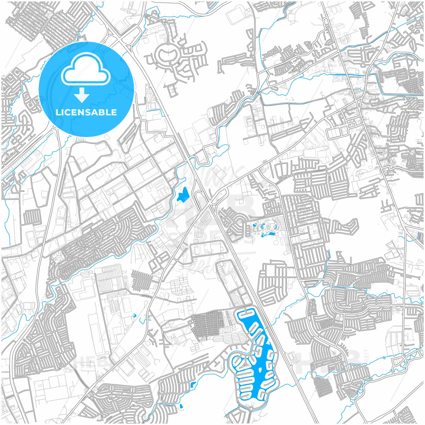 Santa Rosa, Laguna, Philippines, city map with high quality roads.