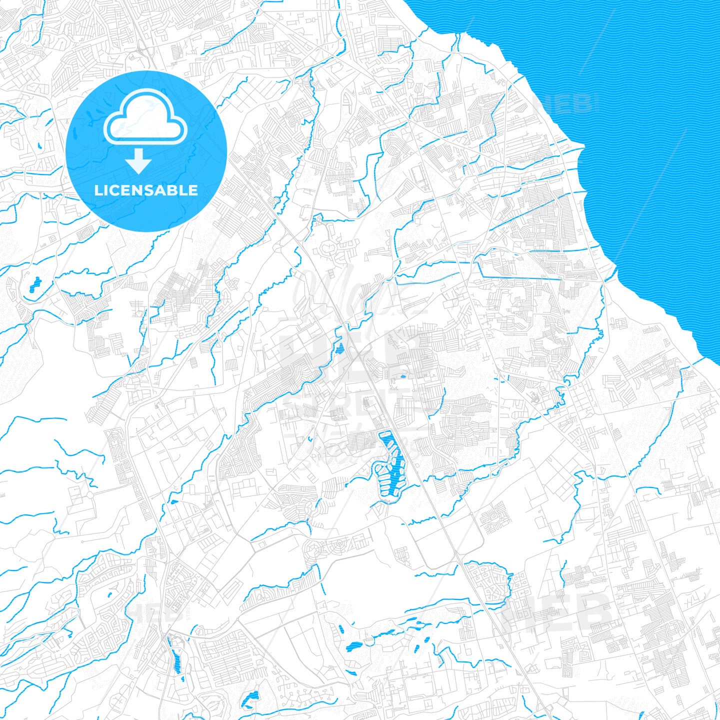 Santa Rosa, Philippines PDF vector map with water in focus