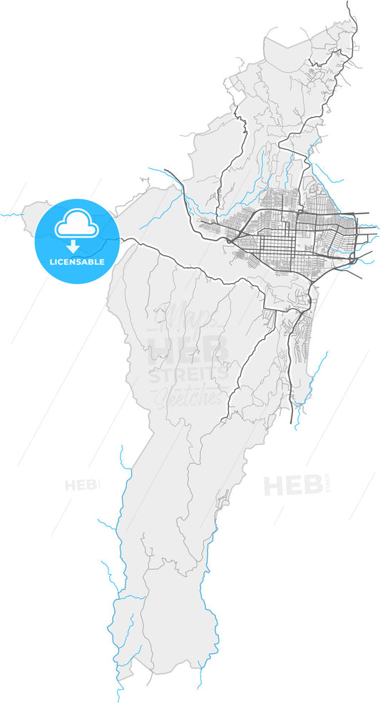 Santa Tecla, La Libertad, El Salvador, high quality vector map