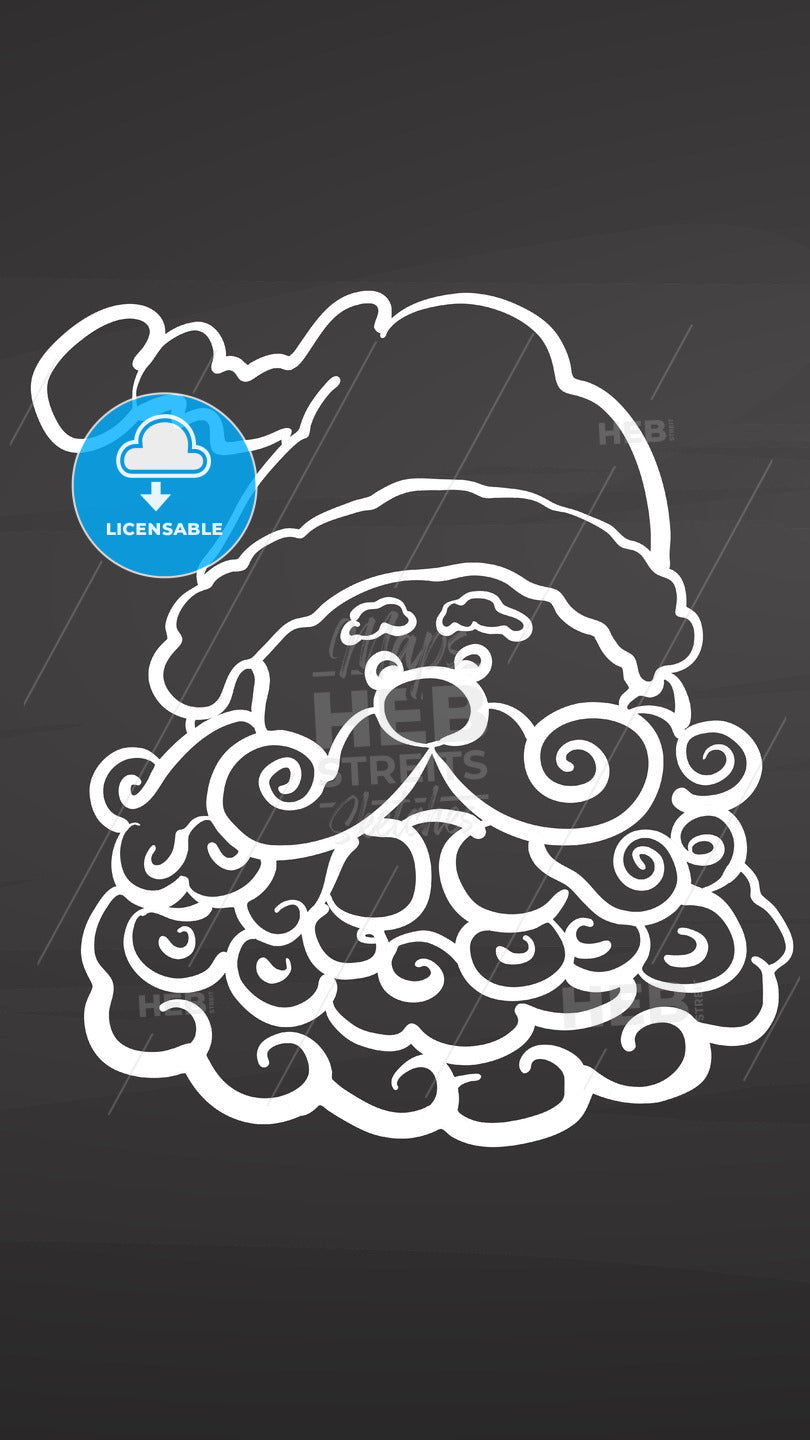 Santa with beard icon on chalkboard – instant download