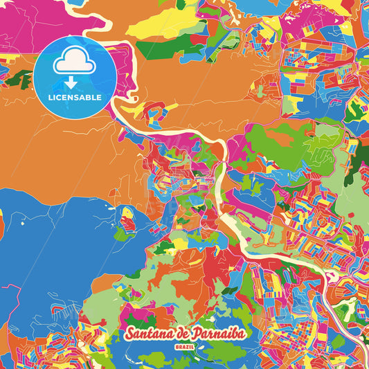 Santana de Parnaiba, Brazil Crazy Colorful Street Map Poster Template - HEBSTREITS Sketches