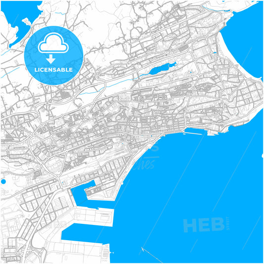 Santander, Cantabria, Spain, city map with high quality roads.