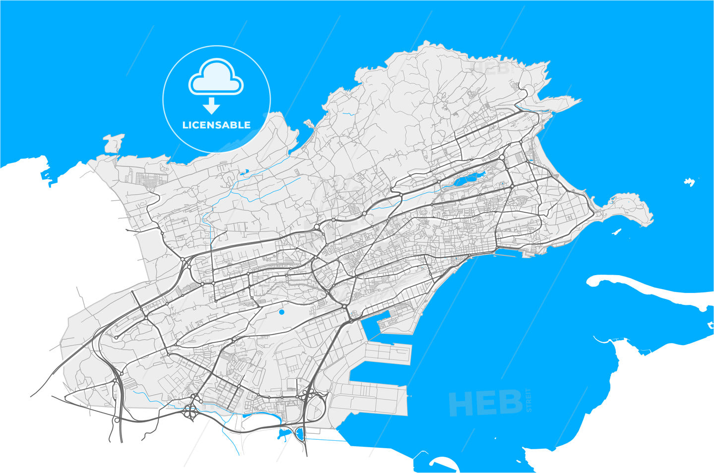 Santander, Cantabria, Spain, high quality vector map