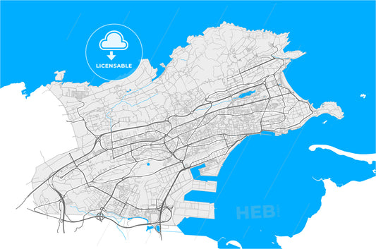 Santander, Cantabria, Spain, high quality vector map