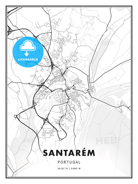 Santarém, Portugal, Modern Print Template in Various Formats - HEBSTREITS Sketches