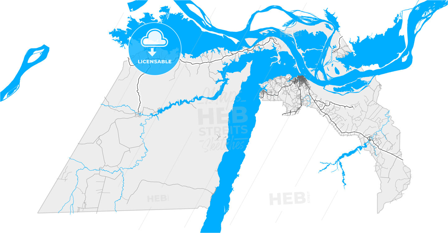 Santarem, Brazil, high quality vector map