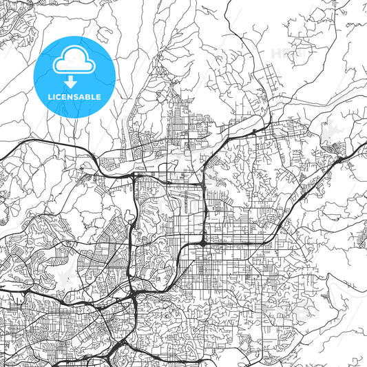 Santee, California - Area Map - Light