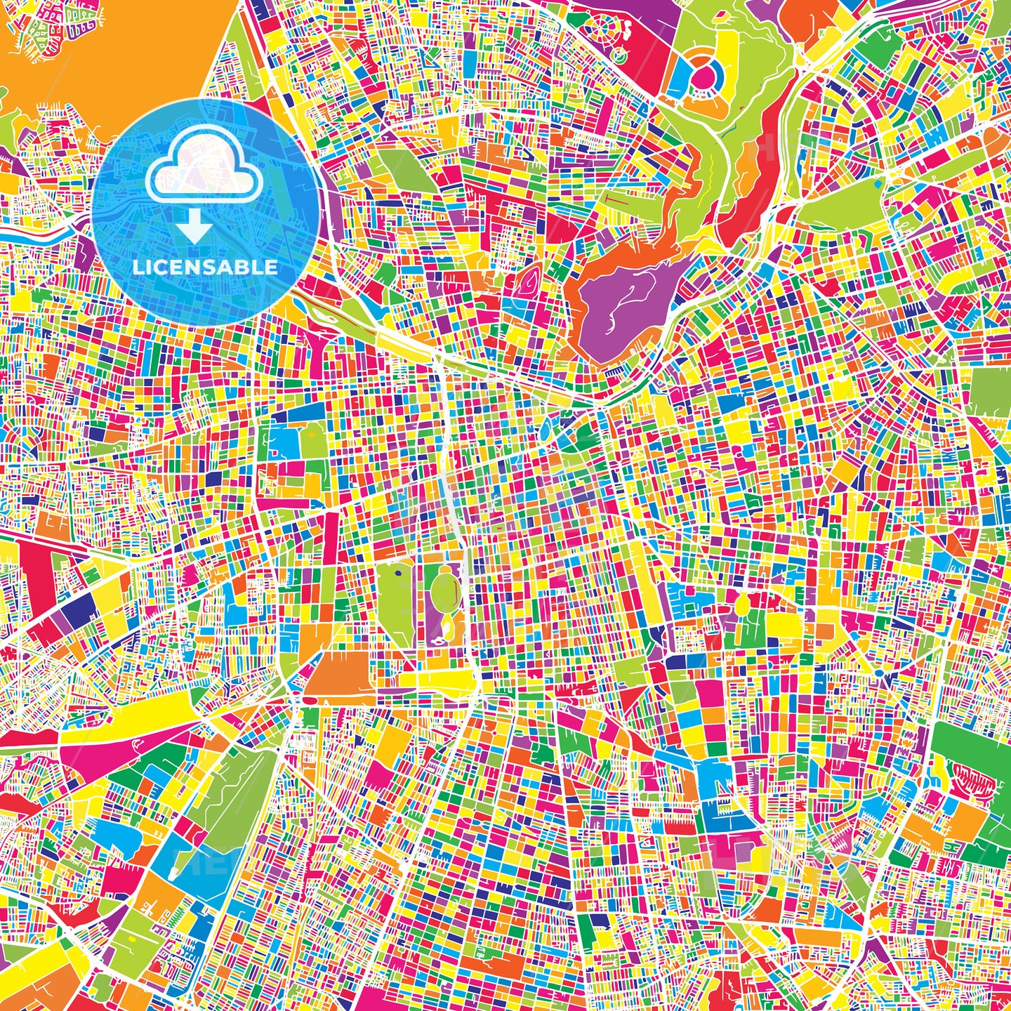 Santiago, Chile, colorful vector map