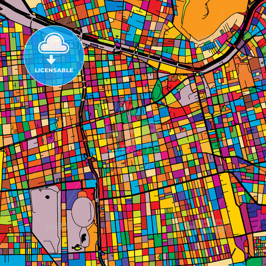 Santiago Colorful Map on Black