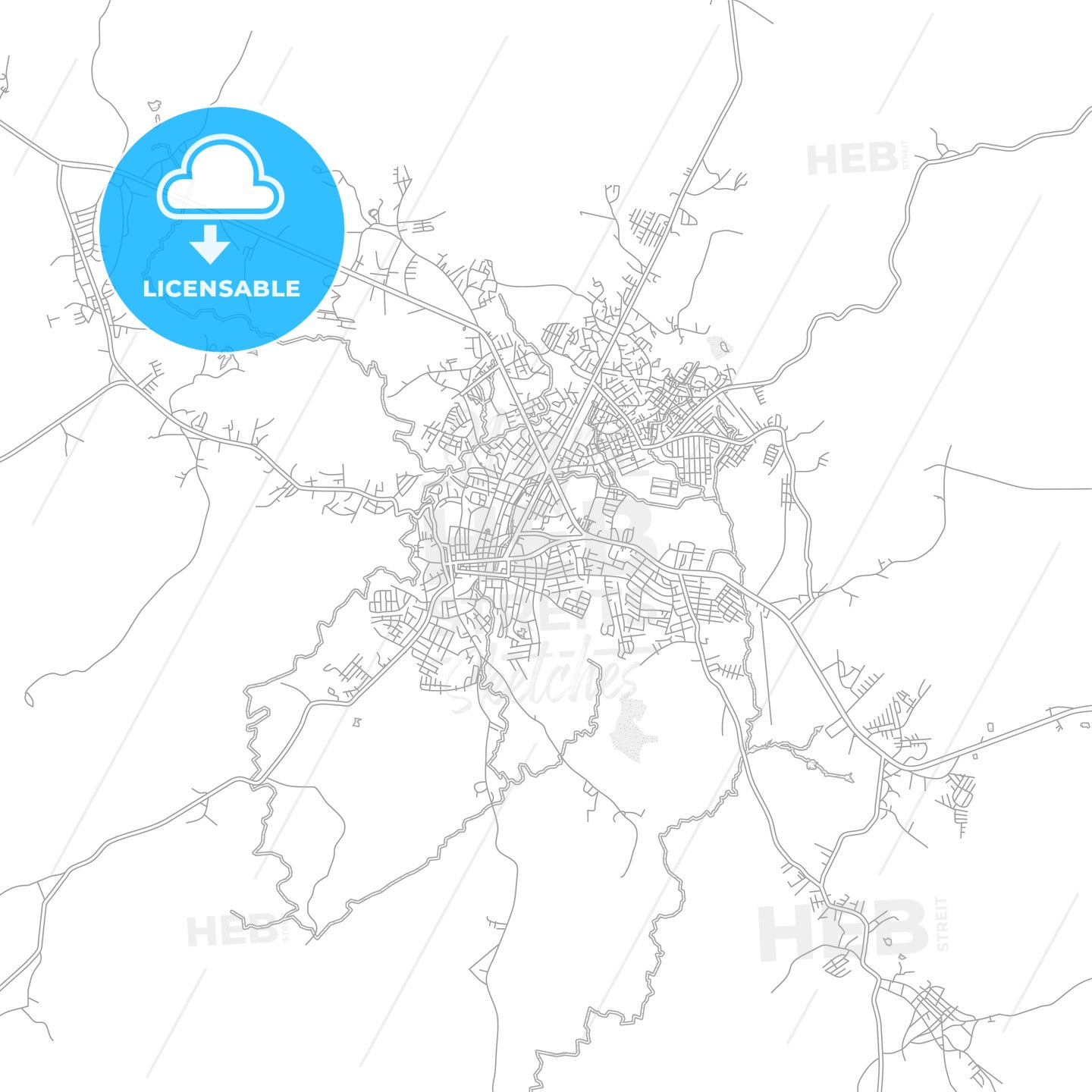 Santiago, Veraguas, Panama, bright outlined vector map