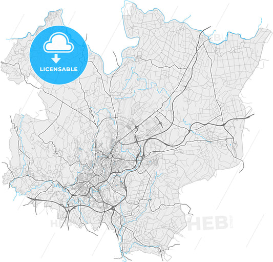 Santiago de Compostela, A Coruña, Spain, high quality vector map