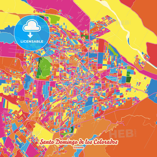 Santo Domingo de los Colorados, Ecuador Crazy Colorful Street Map Poster Template - HEBSTREITS Sketches