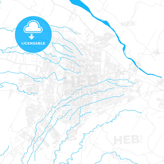 Santo Domingo de los Colorados, Ecuador PDF vector map with water in focus