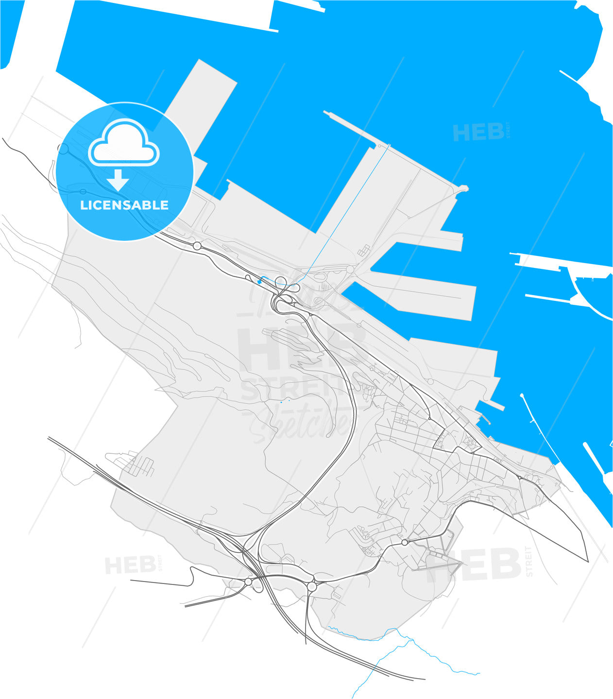 Santurtzi, Biscay, Spain, high quality vector map