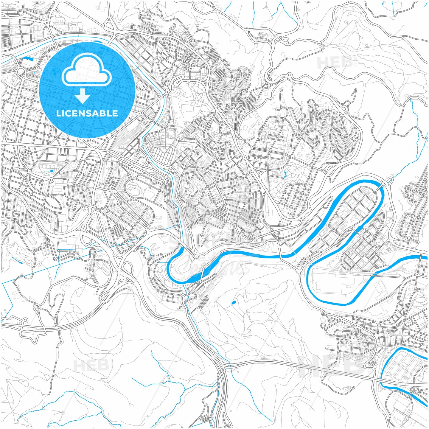 Santutxu, Bilbao, Spain, city map with high quality roads.