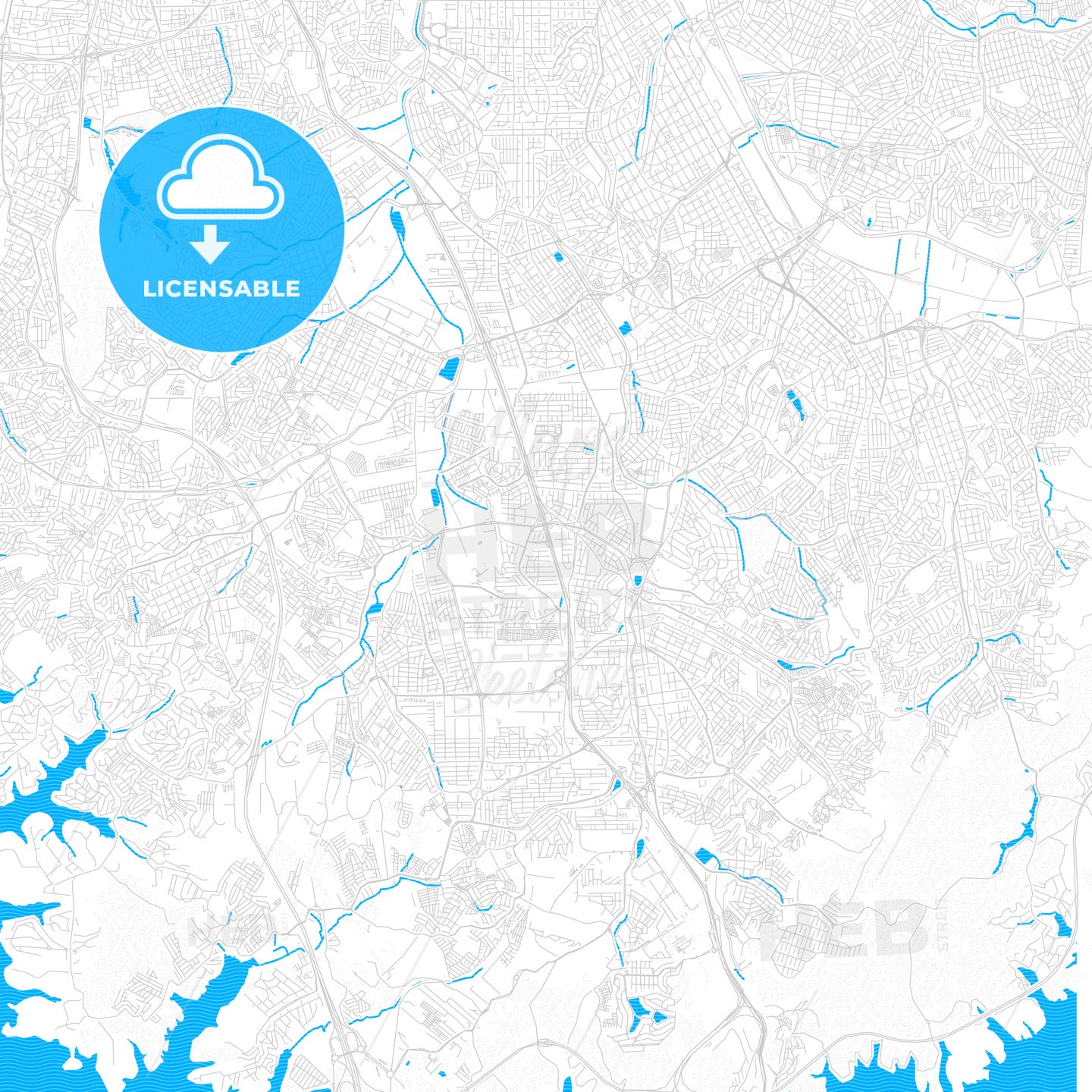 Sao Bernardo do Campo, Brazil PDF vector map with water in focus
