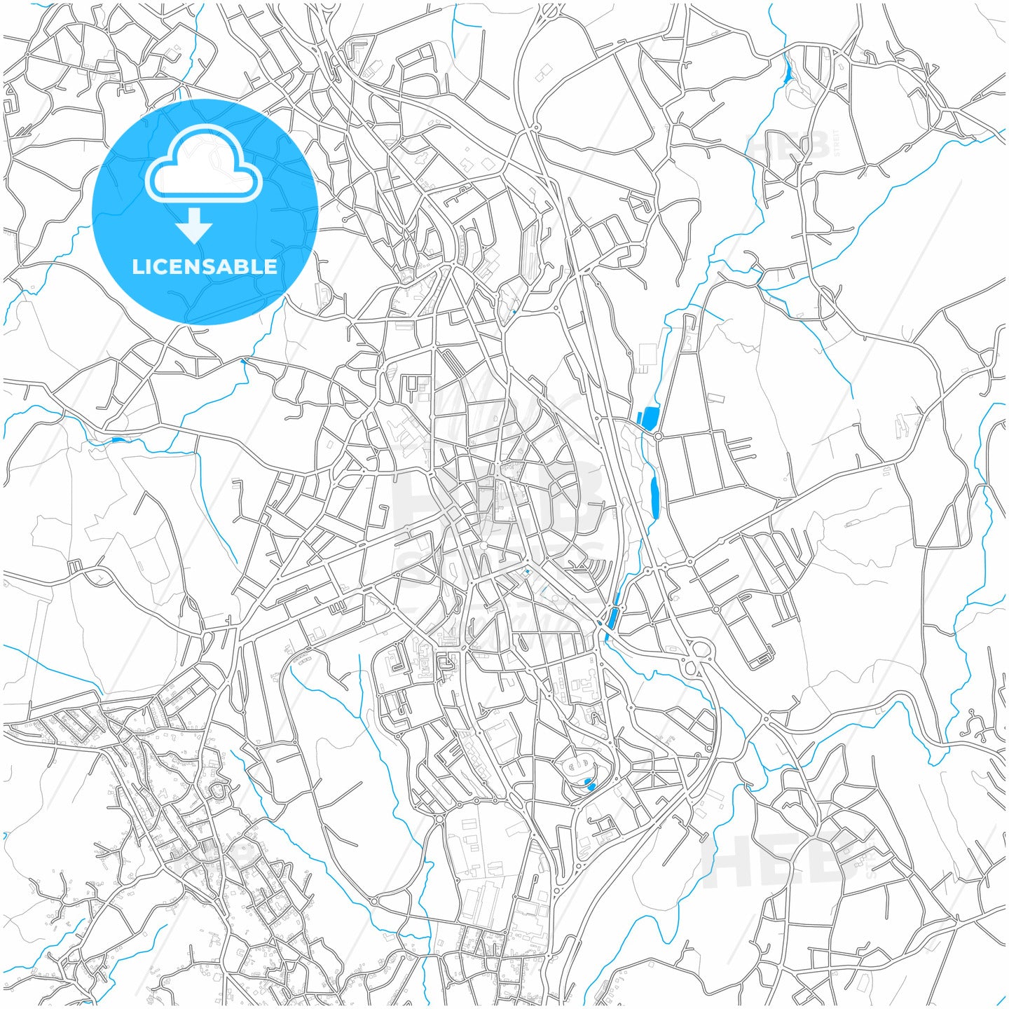 São João da Madeira, Aveiro, Portugal, city map with high quality roads.